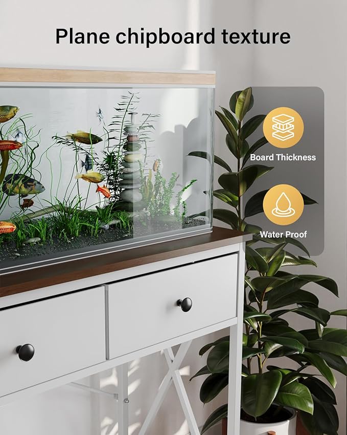 Fish Tank Stand 29 Gallon: Sturdy Aquarium Stand with Accessories Storage - Metal Fish Tank Table for 20-29 Gallon Reptile Breeder Turtle Terrarium - 30.7"x16.5" Weight Capacity 330 lbs-PurrikoPets