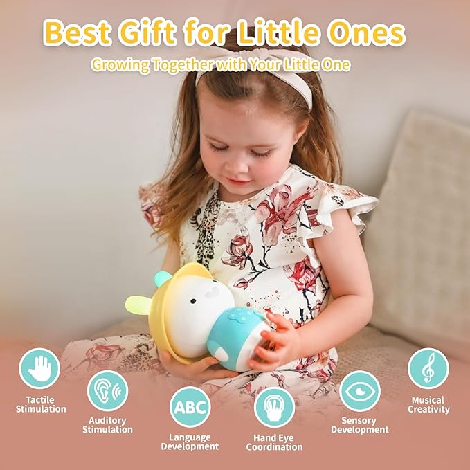 alilo Bunny Kids Music Player, Storytelling Toys for Toddler 1-3-5,Infant Baby Boy Girl Gifts Pre-Loaded 30 Stories/48 Nursery Rhymes/12 Soothing Music,with Nightlight,Bluetooth,Record Function-PurrikoPets