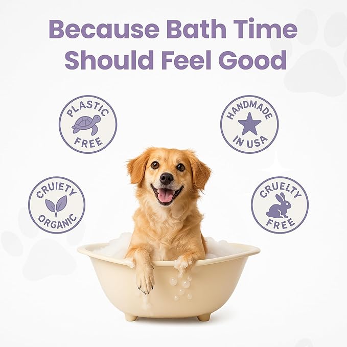 Gentle All Natural Dog Shampoo for Dry Coat for Sensitive Skin | Bar Shampoo for Dogs | Organic Dog Shampoo Sensitive Skin | Lavender (2)-PurrikoPets