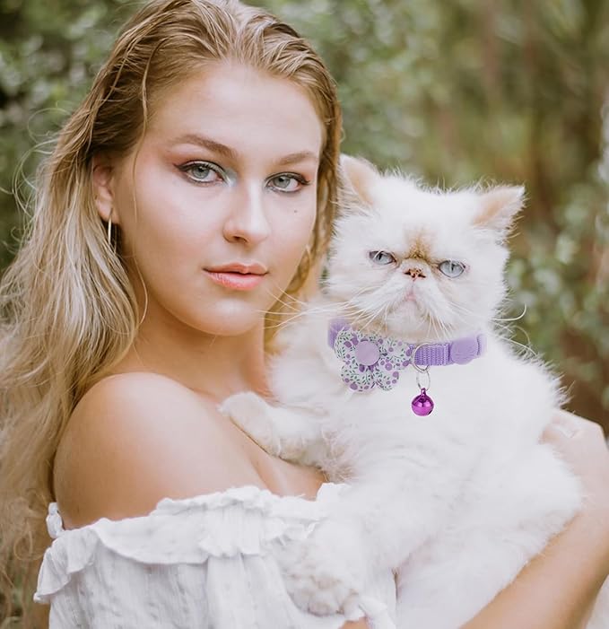 16 PCS Cute Cat Collars Breakaway with Bell for Boy Cats and Girl Cats Gifts (#5-Multicolor Plaid)-PurrikoPets