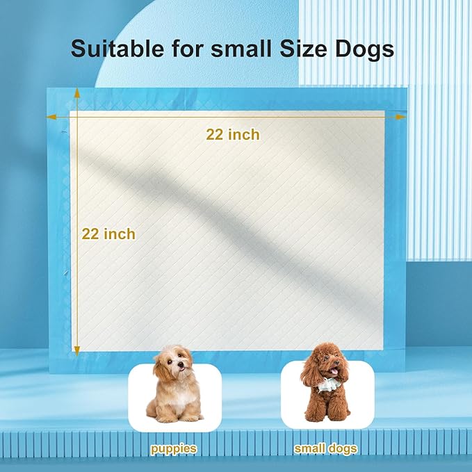 Gardner Pet Ultra Absorbent Thicker Dog Pee Pads Rugular 22"x22" Leak-Proof Odor-Control Small Blue Puppy Training Pads Full Edge-Wrapping Pad for Dogs Dogs, Puppies, Doggie, Cats, Rabbits - 50 Ct-PurrikoPets