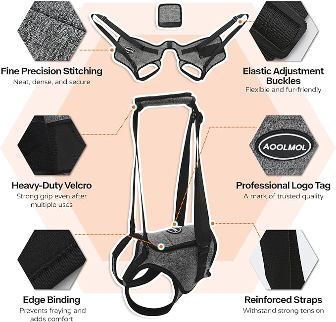Dog Sling for Medium Large Dog Rear Leg, Lift Harness Provide Support with Muscle Atrophy and Joint Problems for Elderly Injured Arthritic Pet, Dog Weak Rear Legs Provides Rehabilitation Aid-PurrikoPets