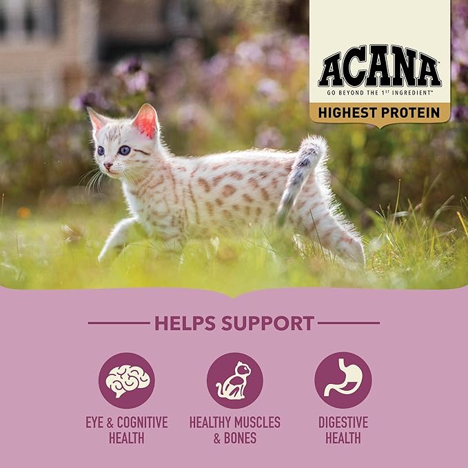 ACANA Highest Protein Dry Cat Food Kitten Recipe 4lb Bag-PurrikoPets
