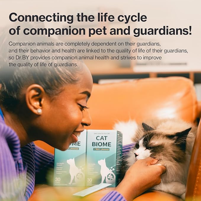 Dr.by CAT BIOME Cat Probiotics - Digestive & Gut Support for Cats, Diarrhea Relief, Immunity Booster with Lactiplantibacillus plantarum Lickable Formula Individually Packaged-PurrikoPets