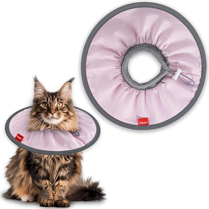 Agape Soft Cat Cone, Comfy Collar to Stop Licking & Scratching, Lightweight Recovery Collar for Cats After Surgery, Adjustable Elizabethan Collar for Neuter Recovery, Waterproof Neck Cones for Cats-PurrikoPets