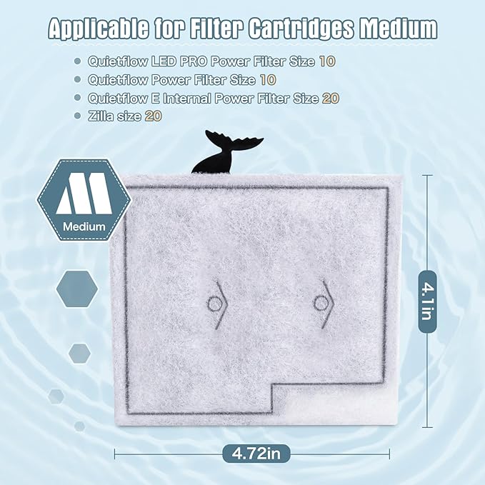 12 Pack Medium Filter Cartridges Compatible with Aqueon Replacement Filter Cartridges Compatible with Aqueon QuietFlow LED PRO Power Filter Size 10 & E Internal Power Filter Size 20 & Zilla Size 20-PurrikoPets
