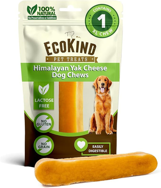 EcoKind Premium Gold Monster Yak Cheese Himalayan Dog Chew, Dog Treats Large Breed, All Natural, High Protein, for Aggressive Chewers, XL - 1 Chew-PurrikoPets
