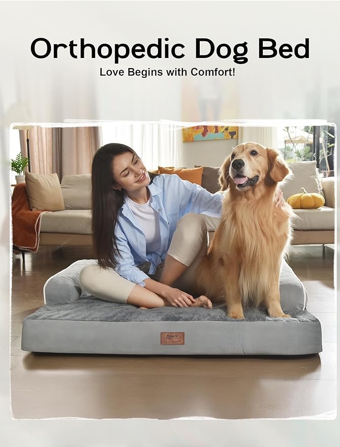 Extra Large Dog Bed Orthopedic Waterproof: Memory Foam Dog Bed for XL XLarge Extra Big Dogs - Couch Sofa - Washable with Removable Cover-PurrikoPets