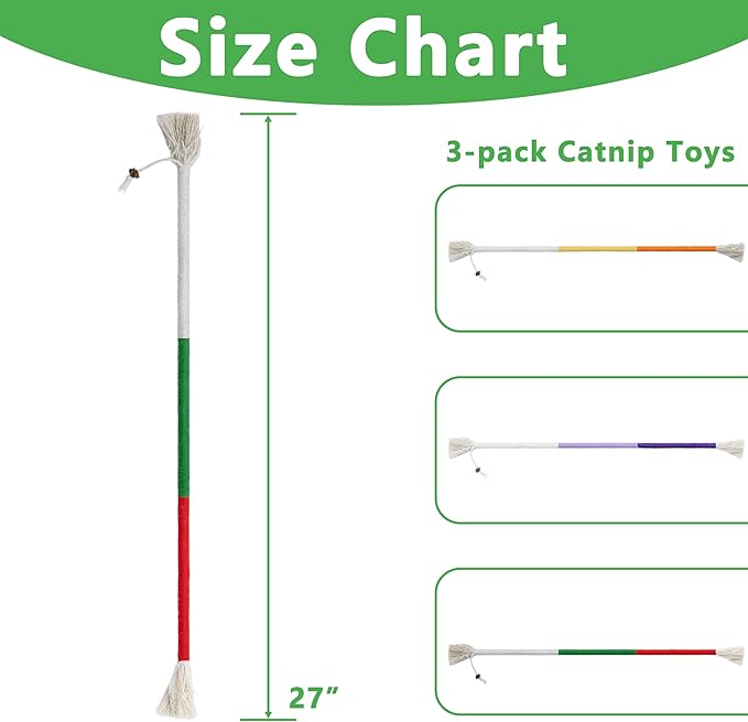 3pcs Safe Cat Rope Toy,Teeth Clean Toy for Cat, Cat Chew Toys for Indoor Cat,Kitten Interactive Toys-PurrikoPets