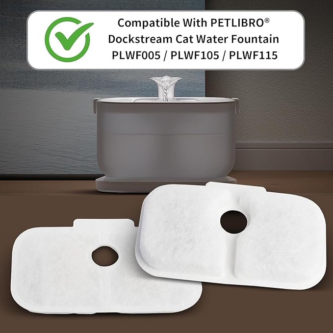 8 Pack Cat Fountain Filters & Sponges - No Trim Fit for PETLIBRO Dockstream PLWF Series (005/105/115/305) - Multi-Cat Homes-PurrikoPets