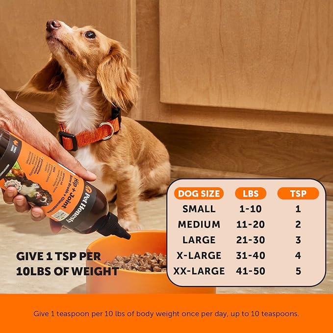 Dog Joint Supplement with Salmon Oil for Dogs - Ease Stiffness, Reduce Discomfort & Support Joint Mobility Liquid Supplement, Dog Food Topper Bone Broth with Glucosamine for Dogs (12 oz)-PurrikoPets