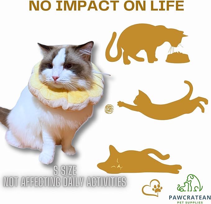 Adjustable Comfy Flower Style Elizabeth Collar for Cats Puppies Soft Recovery Cone Pet Protective Neck Collar (Yellow, Medium)-PurrikoPets