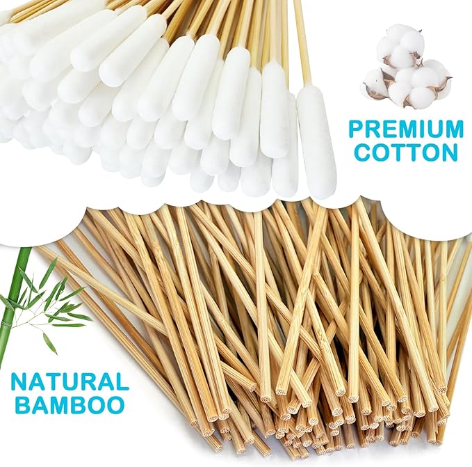 100 PCS Professional Dog Ear Cleaning Swabs - 6-inch Large Cotton Swabs, Gentle and Comfortable Bamboo Cotton Buds, Prevent Infections, Ideal Solution for Pet Ear Care (Long Tips)-PurrikoPets