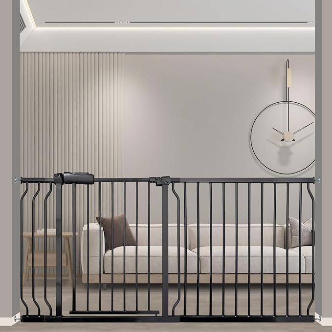 Extra Wide 62-67 Inch Baby Gates for Stairs, Doorways - No Drilling, Pressure Mounted Pet Gates for Kids & Dogs-PurrikoPets
