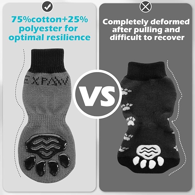 EXPAWLORER Anti Slip Dog Socks to Prevent Licking Paws, Dog Shoes for Hot Pavement, Dog Booties for Small Medium Large Senior Dogs, Traction Control Boots & Paw Protectors for Hardwood Floors-PurrikoPets