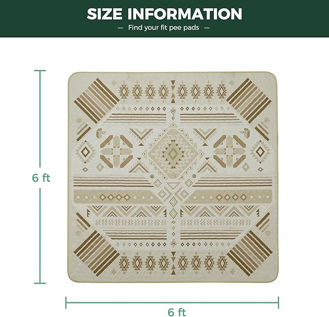 FXW Washable Pee Pads for Dogs, Puppy Pads with Super Absorbent, Specifically Designed for FXW Rollick/Homeplus 32 inch 8 Panels Dog Playpen, 71" Square, Khaki Geometric, 1 Pack-PurrikoPets