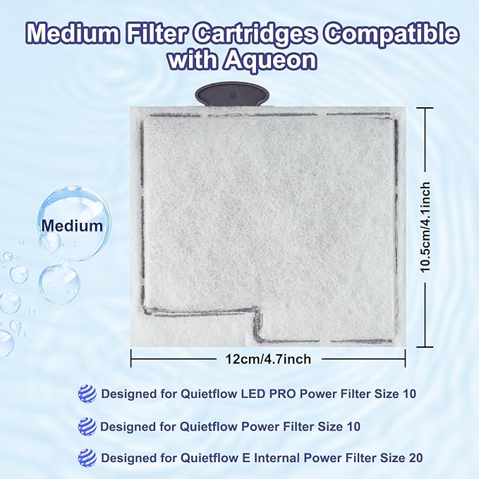 10 Pack Medium Filters Cartridges Compatible with Aqueon QuietFlow LED PRO Power Filter Size 10, E Internal Power Filter Size 20,10 Gallon Fish Tank-PurrikoPets