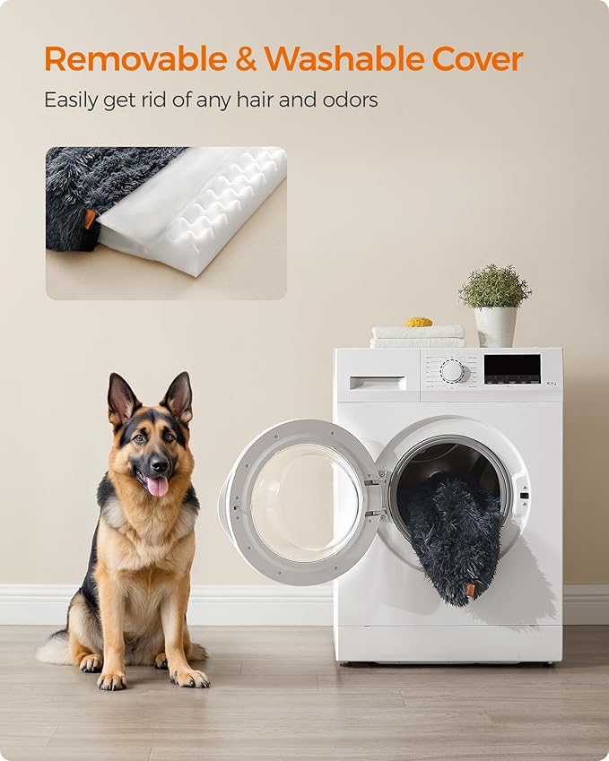 Feandrea Dog Bed, Orthopaedic Dog Sofa Bed for Large Dogs, Waterproof Ped Bed with Removable Washable Cover, 48 x 33.5 x 9.5 Inches, Dark Gray UPGW234G02-PurrikoPets