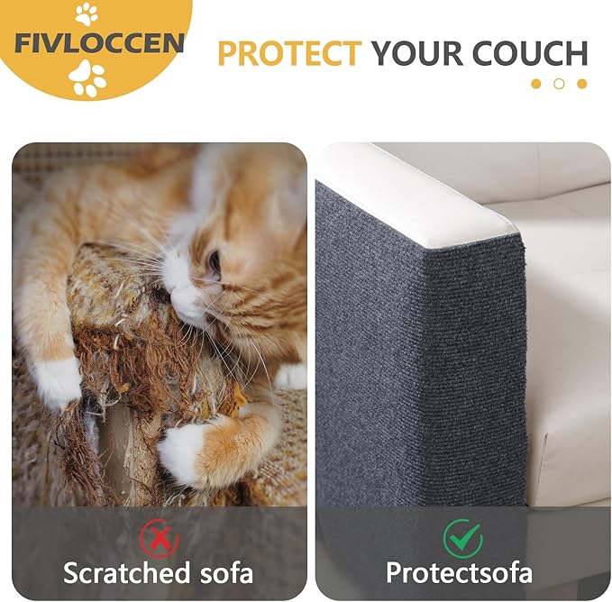78.7"x15.8"Self-Adhesive Climbing Cat Scratch Protector Pads - Trimmable Furniture Guard for Sofa, Walls & Floors, DIY Cat Tree/Tower/Bed, Replaceable Scratch-Resistant Mats (Dark Gray)-PurrikoPets