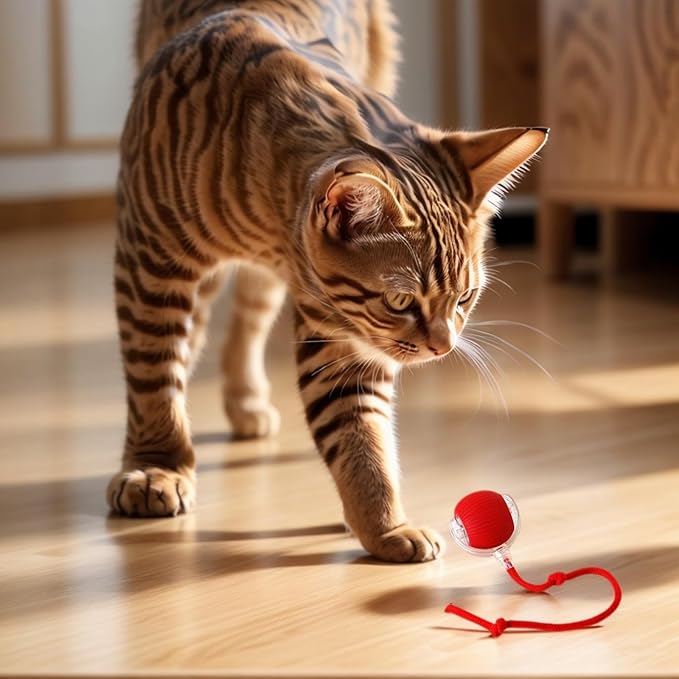 Electric Cat Toy - Automatic Rolling cat Toy with Motion sensors, Designed for Indoor Cats, Suitable for Solo Play (USB Rechargeable) (Greener)-PurrikoPets