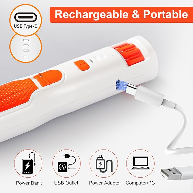 Dog Nail Grinder 7-Speed & 360° LED Light, Professional Pet Nail Grinder for Dogs and Cats, Electric Dog Nail Trimmer Painless Paws Grooming & Smoothing Tool for Large Medium Small Dogs Cats Pets-PurrikoPets