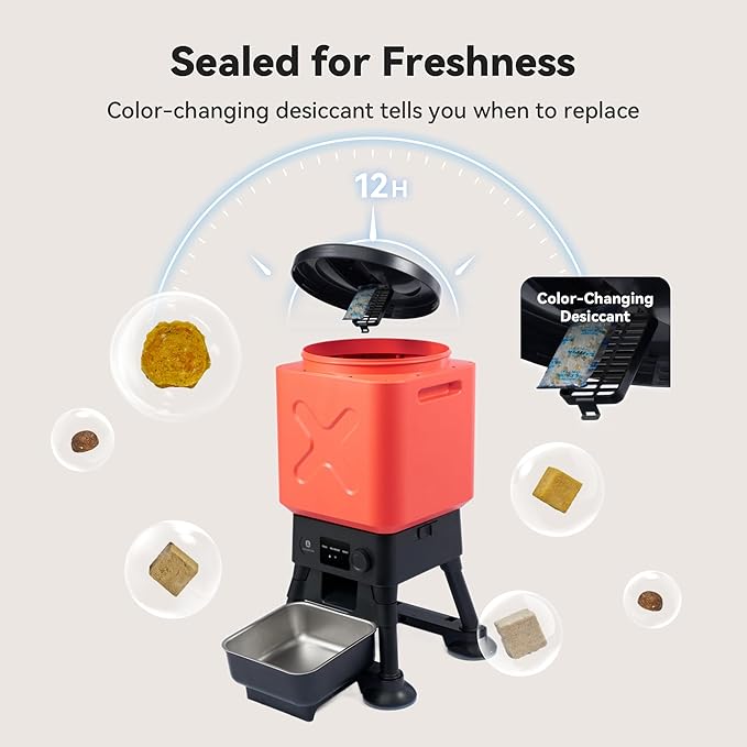 14L Automatic Dog Feeder for Large Breed – Extra Large Capacity, Anti-Blockage, Timed Auto Dog Food Dispenser, Dual Power Supply, Stainless Steel Bowl-PurrikoPets