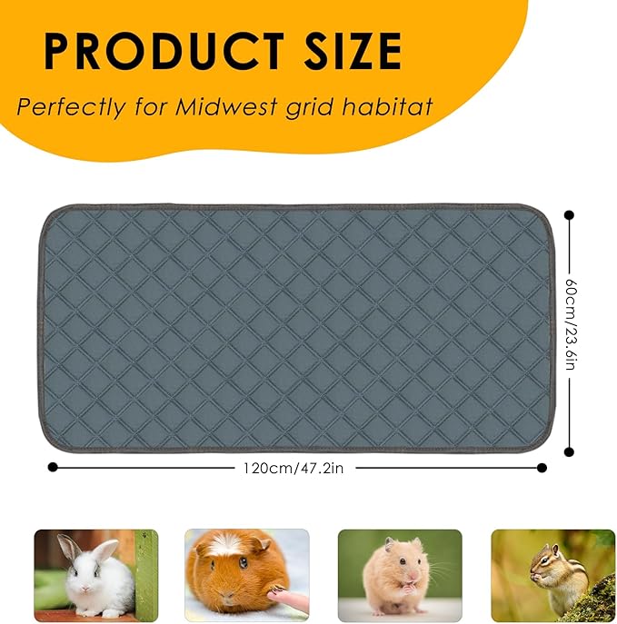 4 Pack Guinea Pig Cage Liners Washable Guinea Pig Bedding Super Absorbent | Waterproof | Non Slip| Reusable Guinea Pig Pee Pads for Small Animals Cages Rabbit Hamster Rat - 48" x 24"-PurrikoPets