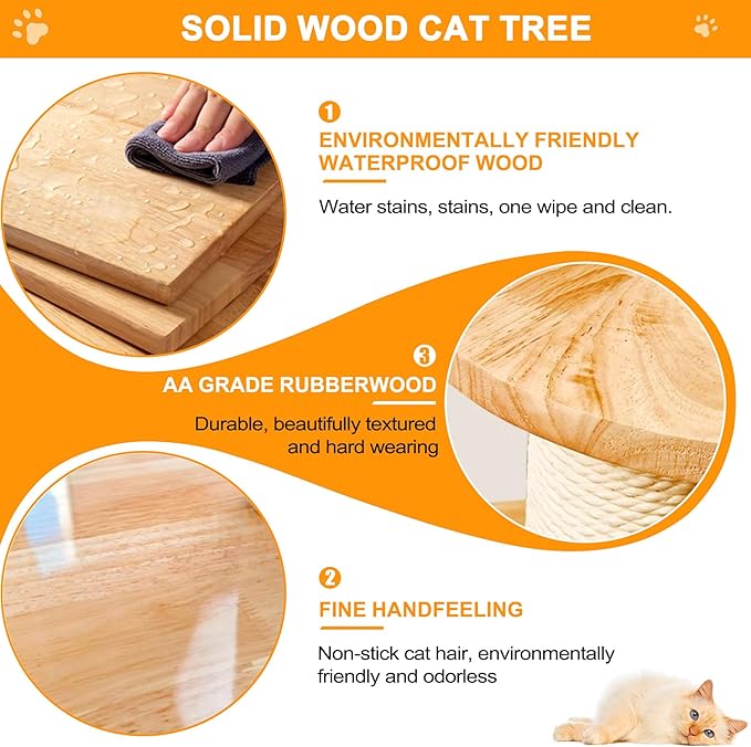 75 inch Cat Tree Tower for Indoor Cats Large Adult, Modern Big Cat Climbing Tower, Tall Cats Post, Corner Wood Cute Cat Condo with Sisal Scratching Posts-PurrikoPets