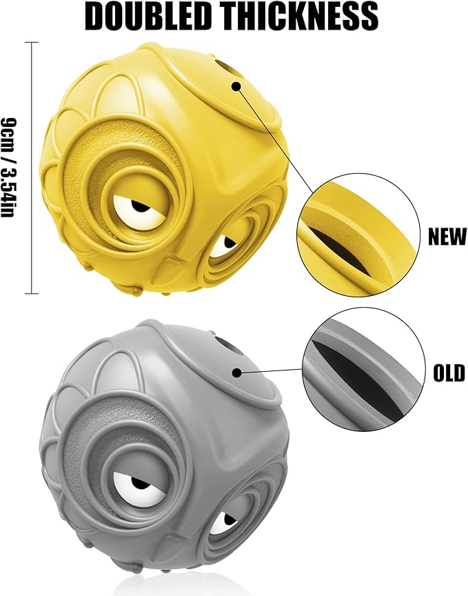 Giggle Ball for Dogs Owl Toys for Puppy Interactive Dog Toy Medium Large Dogs Natural Rubber Cute Hoot Fun Gift for Dog (Yellow Owl)-PurrikoPets