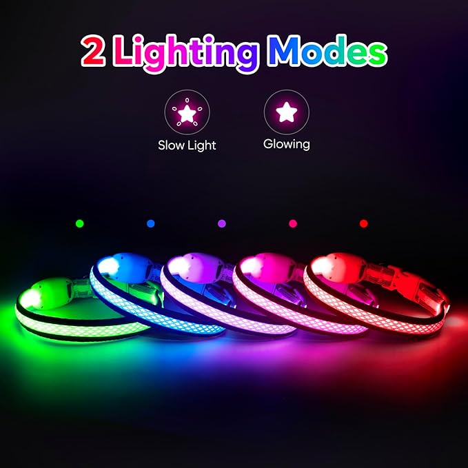 Flashseen LED Cat Collar,Light Up Dog Collar Rechargeable, Dog Lights for Night Walking, Comfortable Soft Mesh Pet Collar Adjustable for Cats Puppy and Small Dogs(Pink, XS)-PurrikoPets