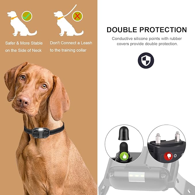 Electric Dog Training Collar with Remote 1640FT, E-Shock, Safe Training Modes, Rechargeable IP67 Waterproof Collars for 2 Dogs-PurrikoPets