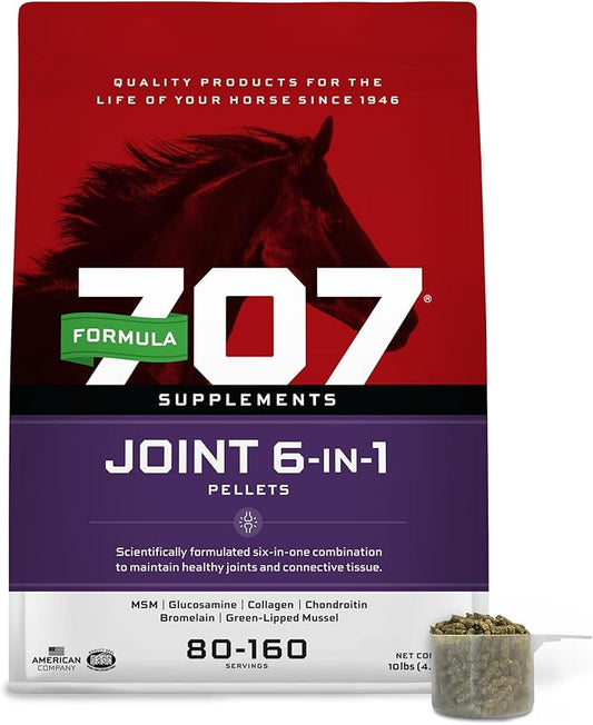 Formula 707 Joint 6in1 Equine Supplement 10 lb Bag – Support for Joint Integrity and Inflammatory Response in Horses – Green-Lipped Mussel, MSM, Glucosamine, Chondroitin & Collagen-PurrikoPets