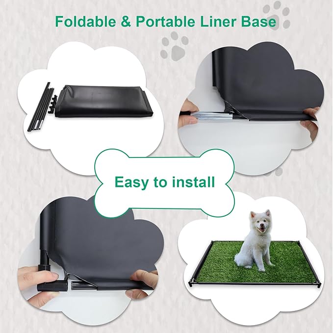 Dog Grass Pad with Tray, 35" X 23" Large Indoor/Outdoor Potty Training Pad, Durable Leak-Proof Tray and Reusable Puppy Grass Pads, Easy Clean Portable Pet Relief System for Small to Medium Dogs-PurrikoPets