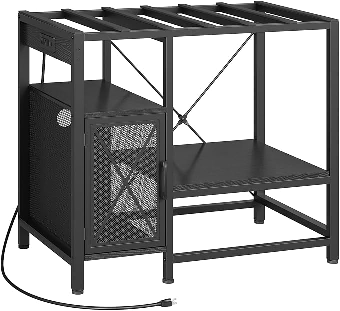 40-50 Gallon Fish Tank Stand, Aquarium Stand with Power Outlet and Storage Cabinet, Heavy Duty Tank Stand Suitable for Turtle Tank, Reptile Terrarium, for Home Office, Black FTBK50E01-PurrikoPets