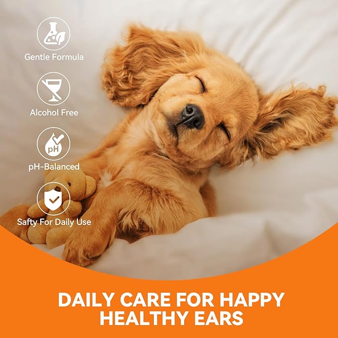 Ear Cleaner for Dog & Cats, Dog Ear Drop and Infection Treatment, Dog Ear Cleaning Solution- Cleaning,Soothing and Deodorizing Itchy Ears 4oz-PurrikoPets