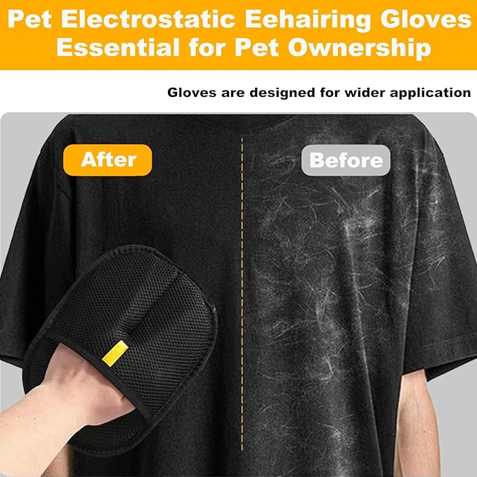 2 Pack Pet Hair Removal Gloves for Cats & Dogs,2025 Electrostatic Pet Hair Removal Gloves for Bedding,Reusable & Washable Efficient Grooming Gloves for Clothing,Furniture,Carpet,Car Seat,Pet Grooming-PurrikoPets
