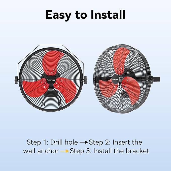 14 Inch Wall Fan Pro Series - Waterproof Motor High Velocity Wall Mount Fans for Commercial, Residential, Warehouse, Covered Patio, Shop, Garage, Barn, Gazebo 3 Speed 3000 CFM UL Safety Listed-PurrikoPets