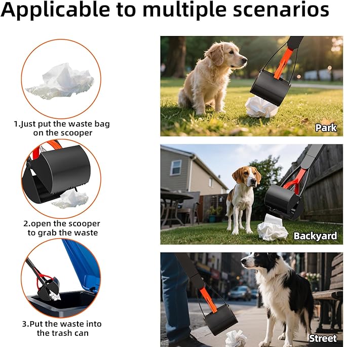 2 Pack 32 Inch Foldable Dog Pooper Scooper,Dog Poop Pick Up Tool for Large&Small Dogs,Sturdy & Light Weight,Easy to Carry and Clean-PurrikoPets