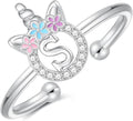 Unicorn Rings Gifts for Girls - Adjustable Initial Ring Dainty Cute Unicorn Rings for Girl Teens Little Girls Jewelry Birthday Gift