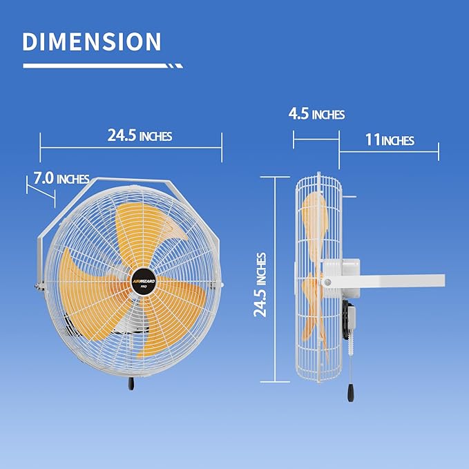 20 Inch Outdoor Wall Fan, 5800 CFM Waterproof Wall Mounted Fan Industrial Grade Metal Outdoor Fans, 3 Speeds, Adjustable Tilt, for Patio, Greenhouse, Garage, Gazebo Use, UL Listed-PurrikoPets