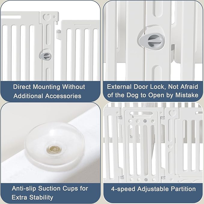 2 Room Dog Playpen with Door,DIY Shape Combination Puppy Pen,16-Panel+2 Link Piece+Large Door+Small Door,25.5" H Dog Fence,Non-Slip&Secure Pet Gate,Easy to Assemble-PurrikoPets