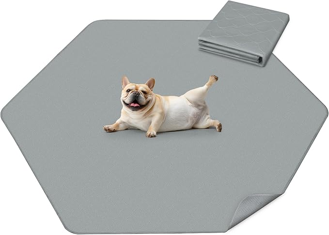 FXW Washable Pee Pads for Dogs, Puppy Pads with Super Absorbent, Specifically Designed for FXW Rollick/Homeplus 24inch 6 Panels Dog Playpen, 31" Hexagon, Gray, 1 Pack-PurrikoPets