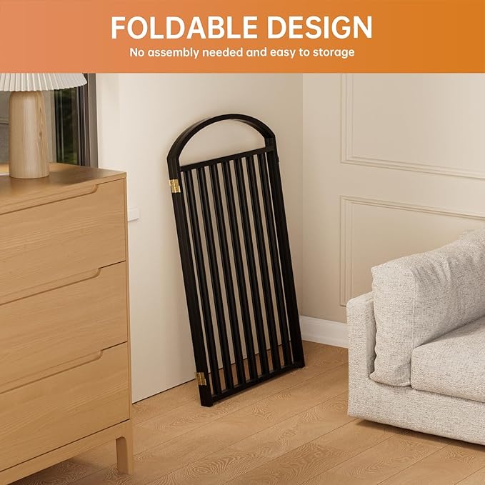 2 Panles Full Matel Freestanding Dog Gates with Door, 48"Extra Wide 36"Tall Free Standing Dog Pet Gate for Indoor & Outdoor. Foldable Pet Fences for Doorways, House, Stairs, Porch, Deck, Yard-PurrikoPets