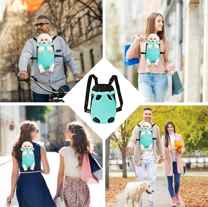 FEimaX Dog Carrier Backpack Pet Legs Out Front Cat Travel Bag, Adjustable Puppy Backpacks Carriers Hands-Free for Small Medium Dogs Cats Hiking Traveling Camping Daily Walking-PurrikoPets