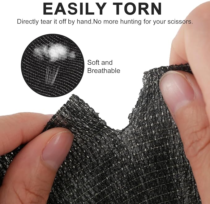 24 Pack Self Adhesive Bandage Wrap, 4” x 5 Yards Cohesive Medical Tape Elastic Grip Tape Black Sports Tape Athletic for Ankle, Wrist Sprains, Pet First Aid (Black, 4 Inch)-PurrikoPets