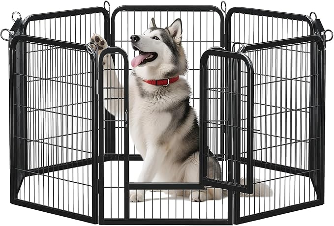 40 Inch Dog Playpen - 8 Panels Metal Pet Exercise Pen for Medium-Large Dogs, Indoor/Outdoor Dog Fence for Yard, Garden, Camping & RV Travel-PurrikoPets