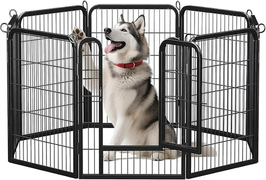40 Inch Dog Playpen - 8 Panels Metal Pet Exercise Pen for Medium-Large Dogs, Indoor/Outdoor Dog Fence for Yard, Garden, Camping & RV Travel-PurrikoPets
