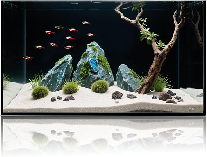 10 Gallon Glass Fish Tank, Aquarium Fish Bowl Cube for Betta Goldfish Snails Shrimp Aquatic Planting, Easy to Maintain Ultra Clear Rimless Dark Background Low Iron-PurrikoPets
