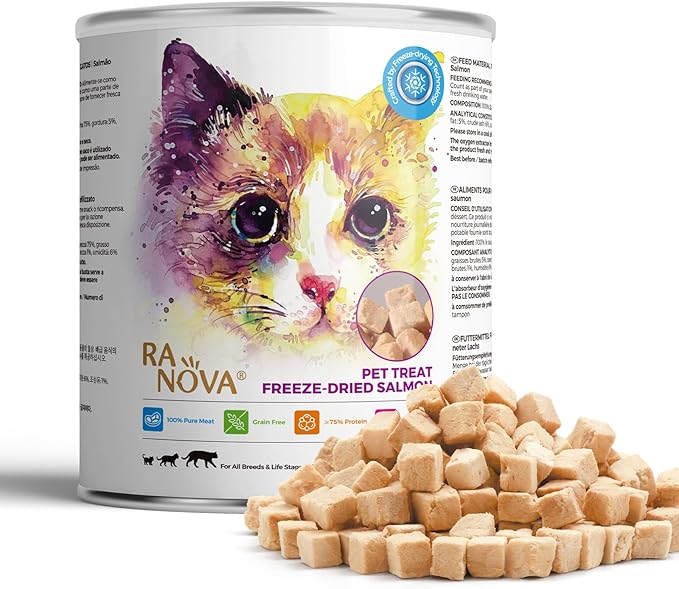 Freeze Dried Cat Treats - 100% Salmon Grain Free Raw - Natural Balance Limited Ingredient High Protein Cat Snacks 115g/4.1oz - Picky Eater Challenger-PurrikoPets