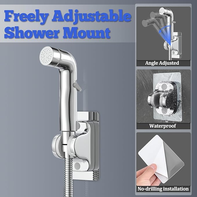 Dog Shower Attachment Metal, YDmeet Pet Washing Hose Attachment for Fast & Clean Bathing, Brass 3 Way Diverter, Adjustable Sprayer wtih Turn Off, 8 ft Hose and Holder, Chrome-PurrikoPets